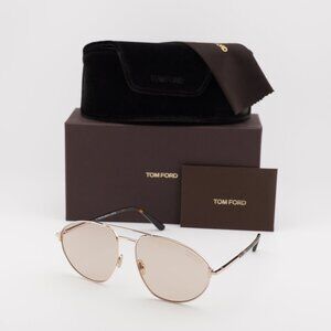 Tom Ford Ken FT1095 28E Aviator Sunglasses - Gold/Brown